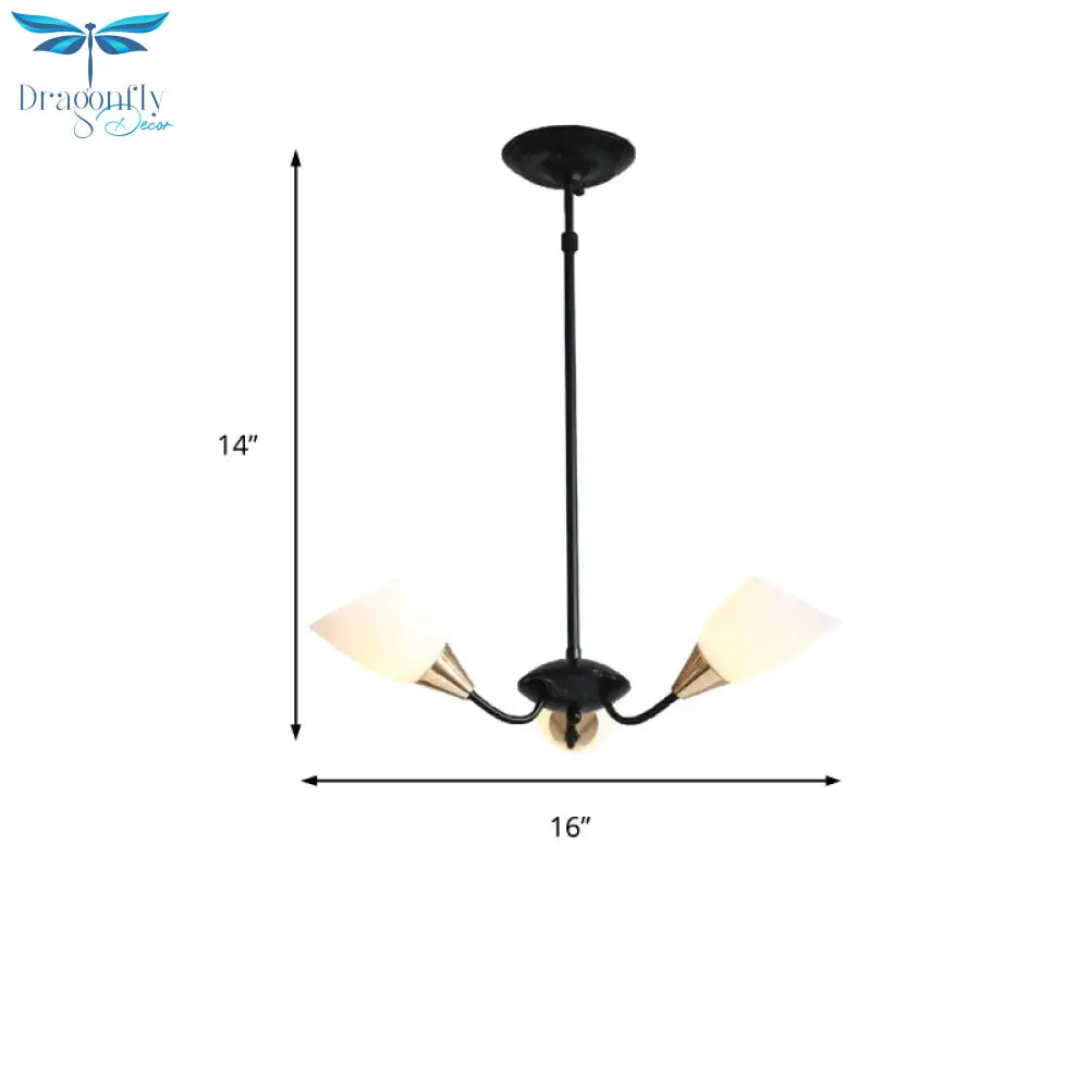 Black 3/6/8 Lights Pendant Chandelier Classic Frosted Glass Oval Shade Hanging Light With Sputnik