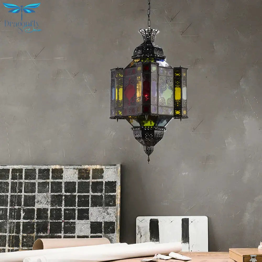 Black 8 - Light Pendant Lighting Arab Style Metal Castle Chandelier Ceiling Lamp For Living Room