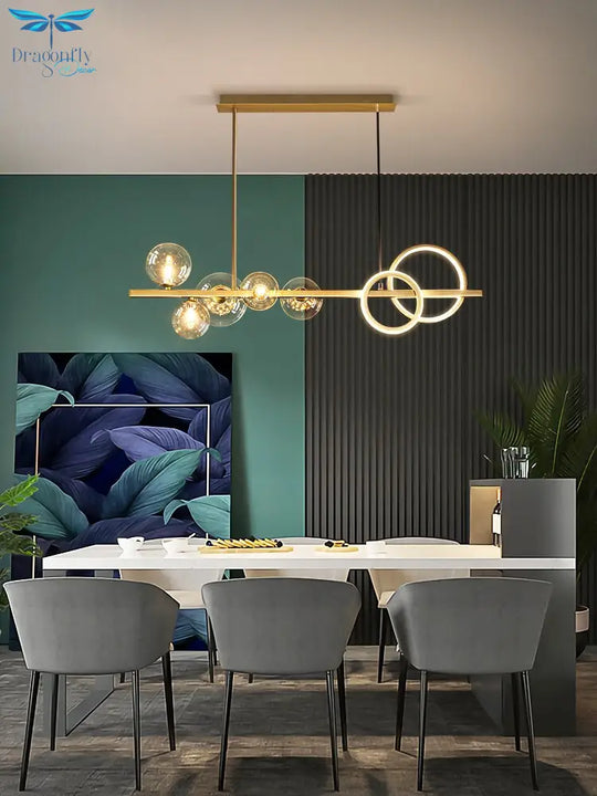 Black Chandelier For Home Kitchen Living Dining Room Modern Vintage Glass Ball Led Hanging Ceiling