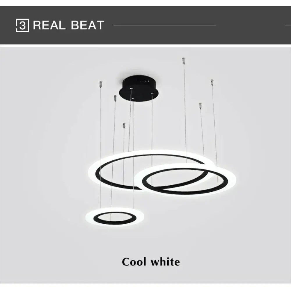 Black Circle Modern Led Pendant Light Surface Mounted Hanging Lamp Dining Room Living Luminaire /
