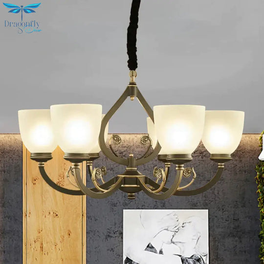 Black Curvy Arm Ceiling Pendant Light Traditional Metal 6/8 - Head Living Room Chandelier Lighting