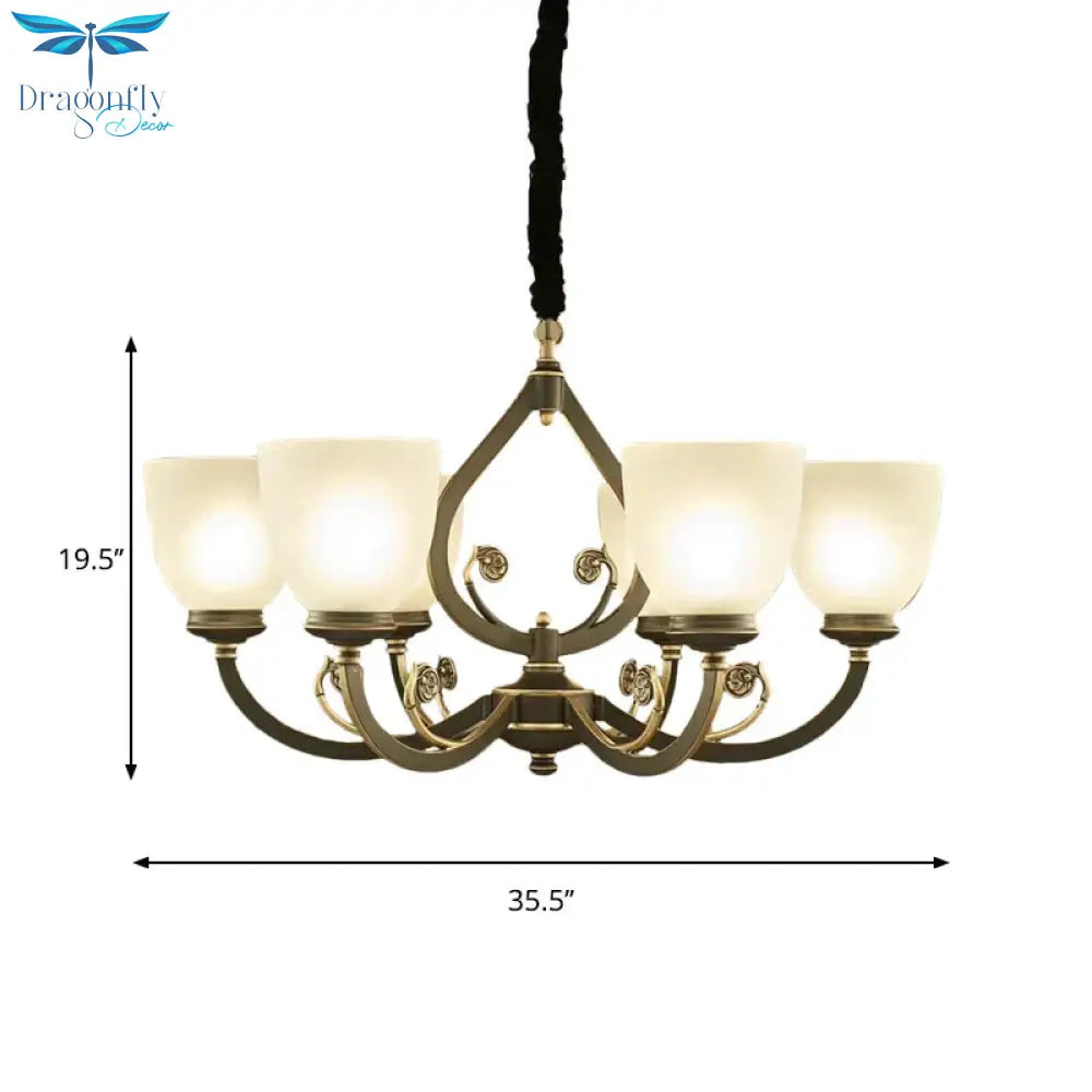 Black Curvy Arm Ceiling Pendant Light Traditional Metal 6/8 - Head Living Room Chandelier Lighting