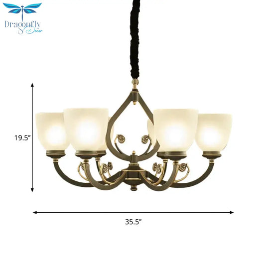 Black Curvy Arm Ceiling Pendant Light Traditional Metal 6/8 - Head Living Room Chandelier Lighting