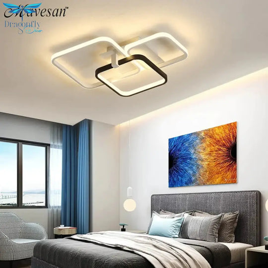 Black White Color Modern Led Ceiling Lights Creative For Living Room Dimmable Dome Lamp Fixture