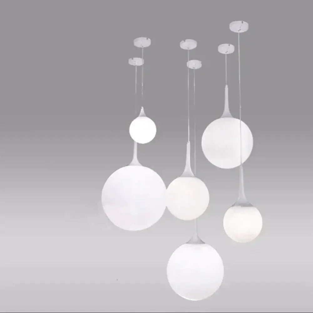 Black/White - Loft Simple Milk White Glass Ball Pendant Light Led E27 Modern Hanging Lamp With 6