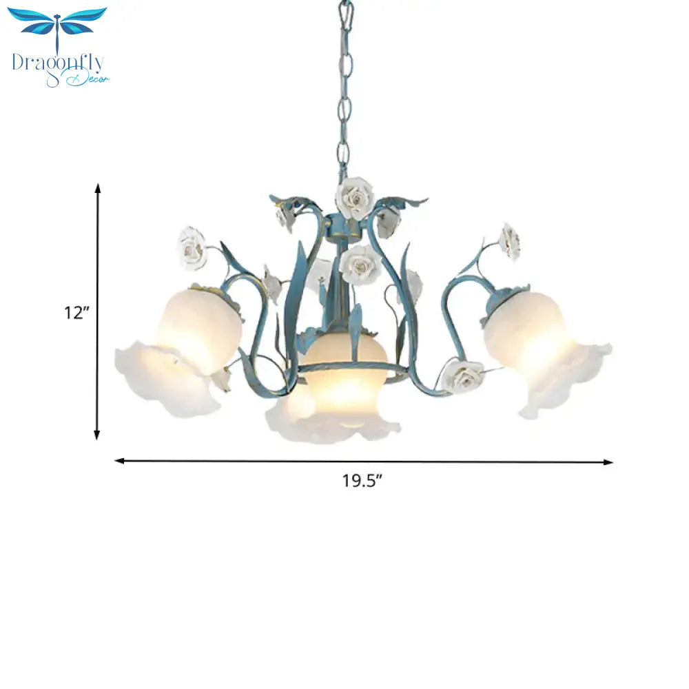 Blossom Dining Room Chandelier Korean Garden Metal 4/6/9 Heads Pink/White Led Ceiling Hang Fixture