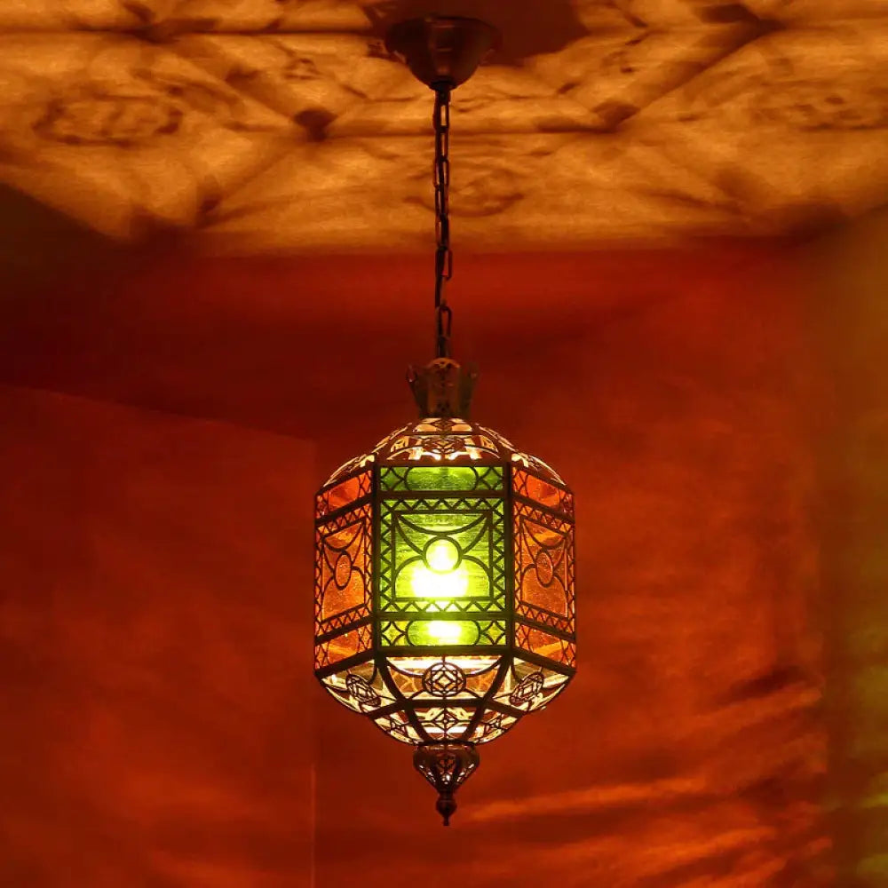 Brass 2 Heads Chandelier Arab Style Metallic Lantern Pendant Lighting Fixture For Restaurant