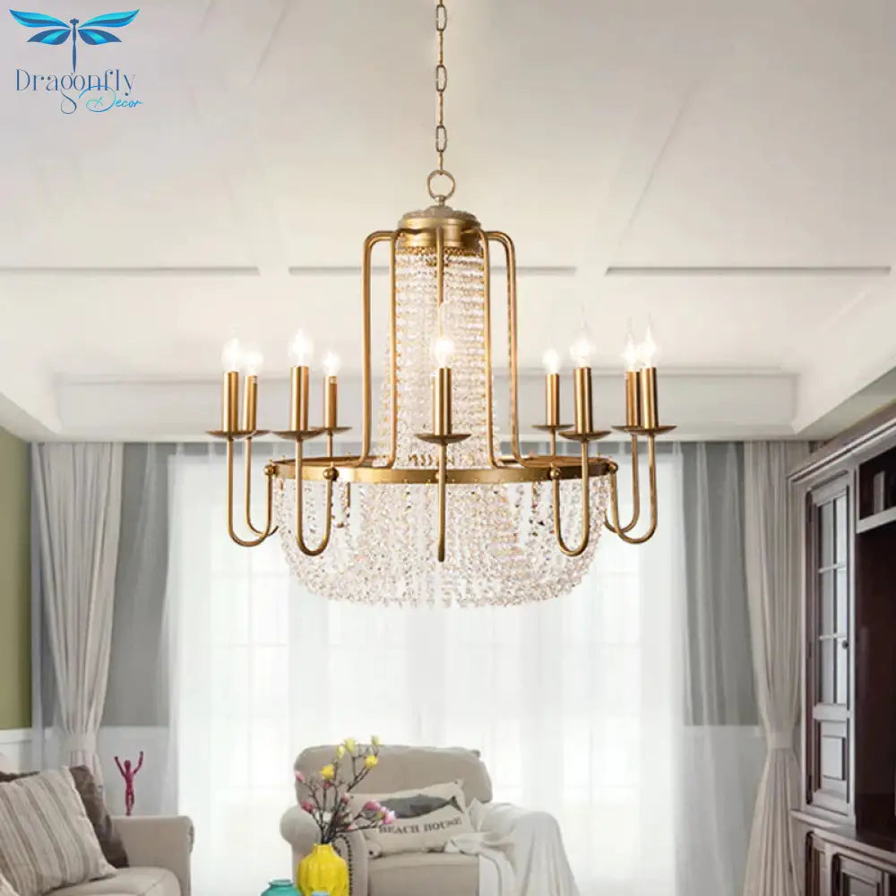 Brass 6/8/10 Lights Chandelier Simple Crystal Candle - Style Suspension Pendant Light For Living