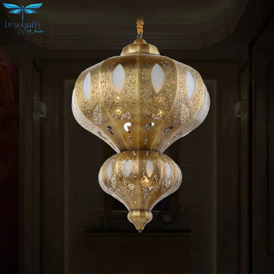 Brass 8 Heads Hanging Pendant Light Arab Meta Gourd Shape Chandelier Lighting Fixture