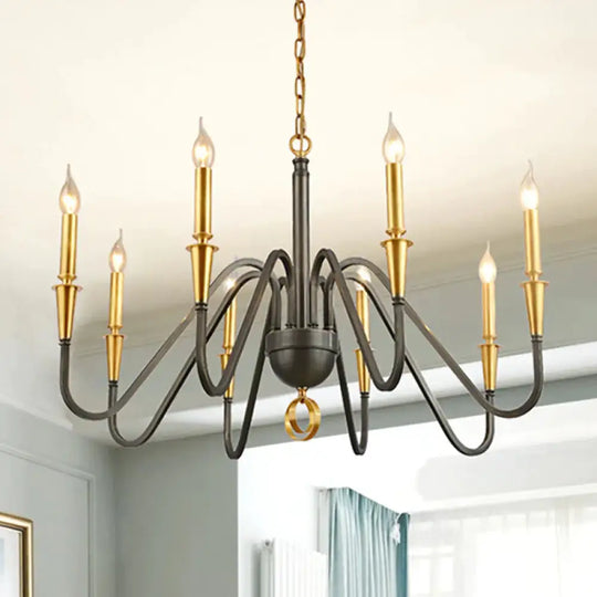 Brass Candle Ceiling Pendant Light Traditional Metal 6/8 Lights Living Room Chandelier Fixture 8 /