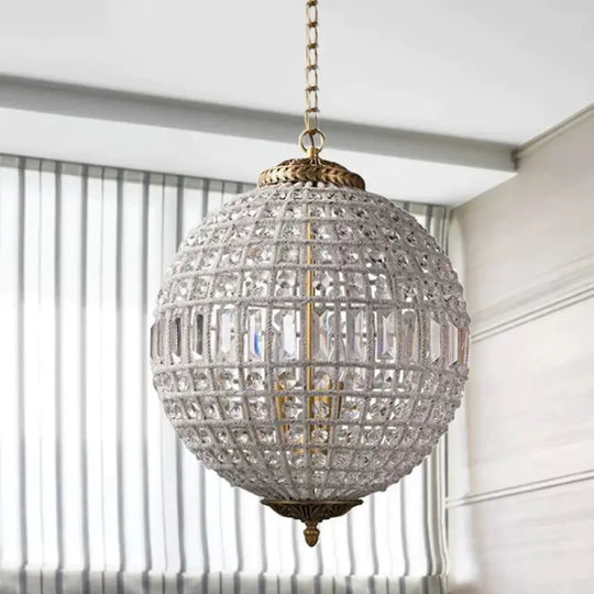 Brass Globe Shaped Chandelier Lighting Fixture Contemporary 1/3 Lights Crystal Pendant Lamp 1 /