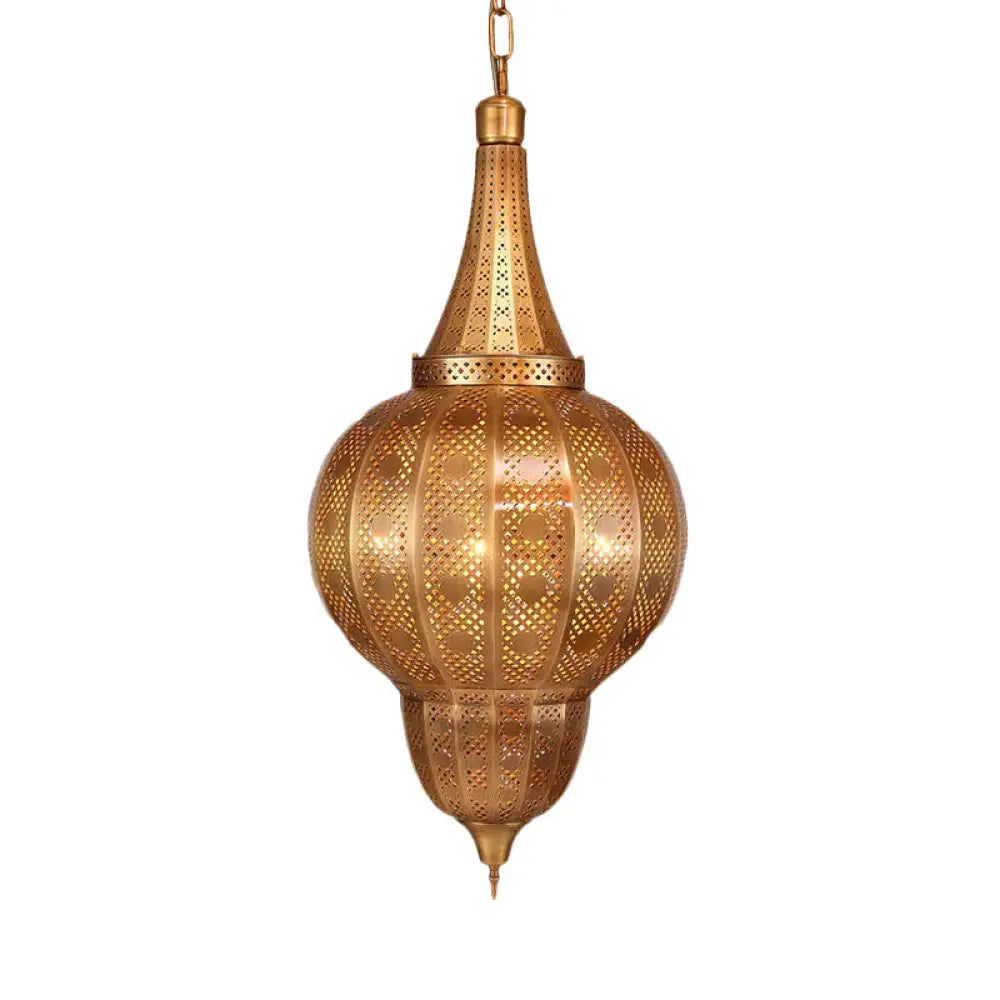 Brass Sphere Pendant Chandelier Arabian Metal 7 Lights Restaurant Hanging Ceiling Light