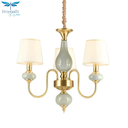 Brass Swooping Arm Chandelier Lighting Fixture Classic Metal 3 Lights Dining Room Hanging Lamp With