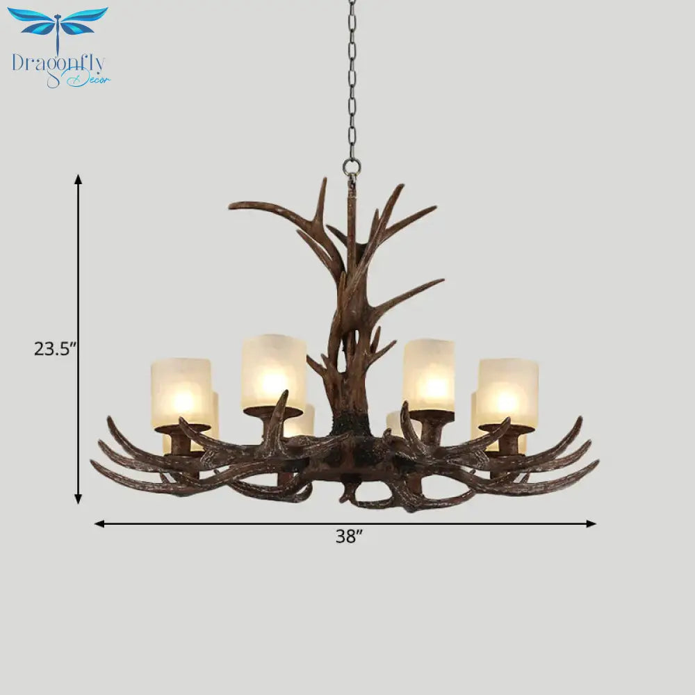 Brown Sputnik Chandelier Pendant Lighting Countryside Resin 4/6/8 Lights Living Room Ceiling