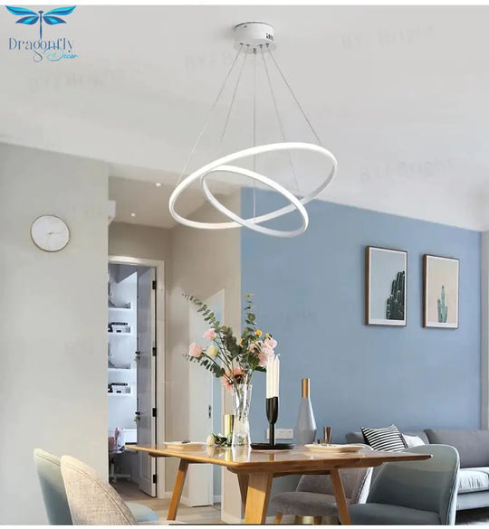 Brown/White Modern Led Pendant Lights For Living Room Bedroom Dining Indoor Home 1/2/3/4 Circle