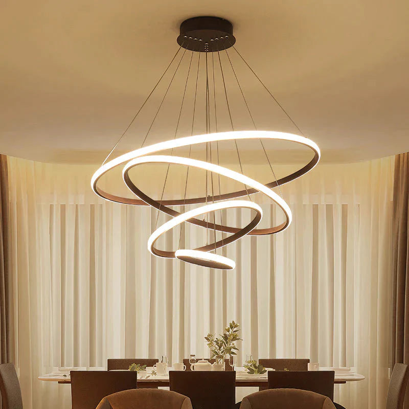 Brown/White Modern Led Pendant Lights For Living Room Bedroom Dining Indoor Home 1/2/3/4 Circle