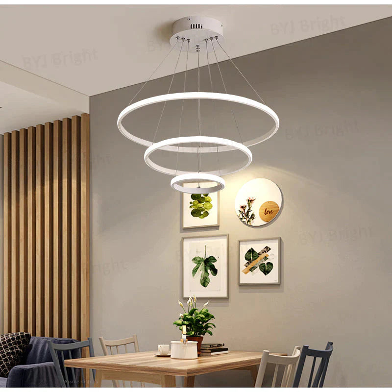 Brown/White Modern Led Pendant Lights For Living Room Bedroom Dining Indoor Home 1/2/3/4 Circle