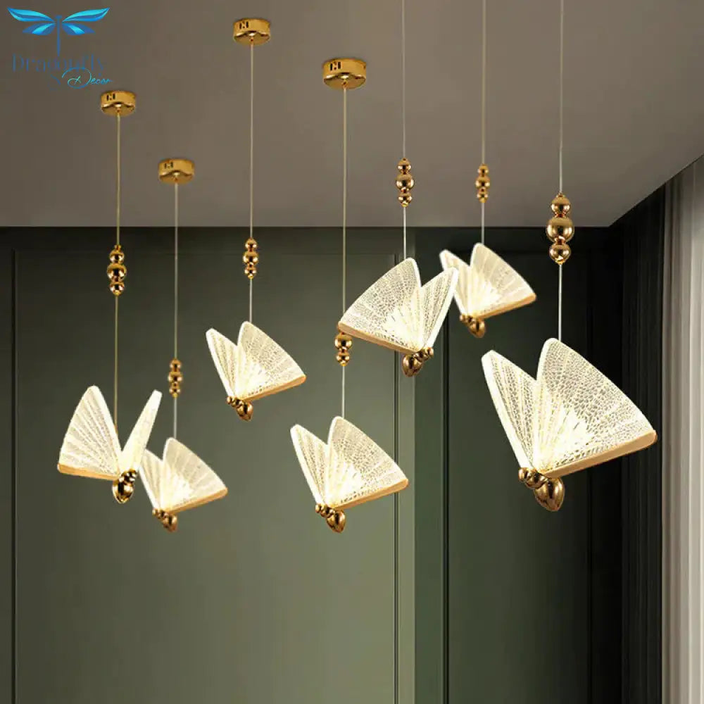 Butterfly Single Head Lamp Light Luxury Post Modern Bedroom Bedside Dining Room Villa Duplex