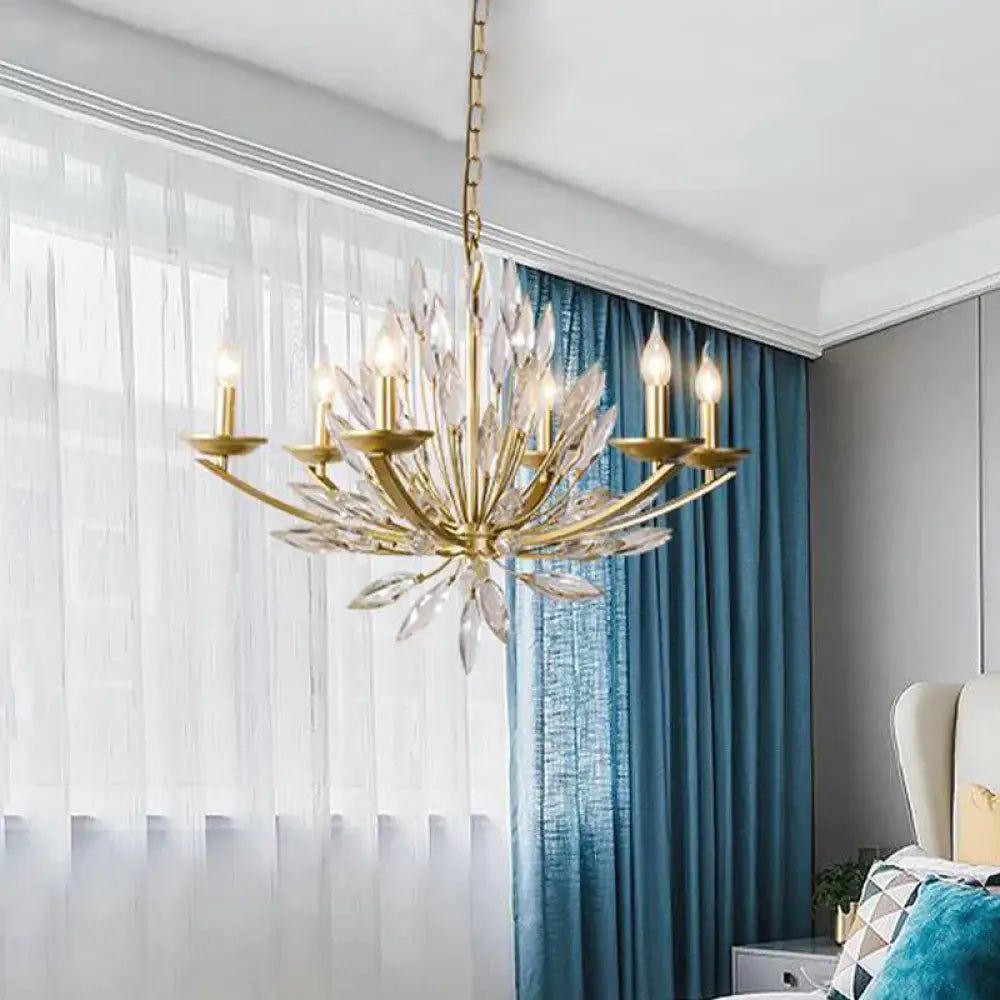 Candle Bedroom Pendant Chandelier Countryside Crystal 6/8 Lights Gold Hanging Ceiling Light 8 /