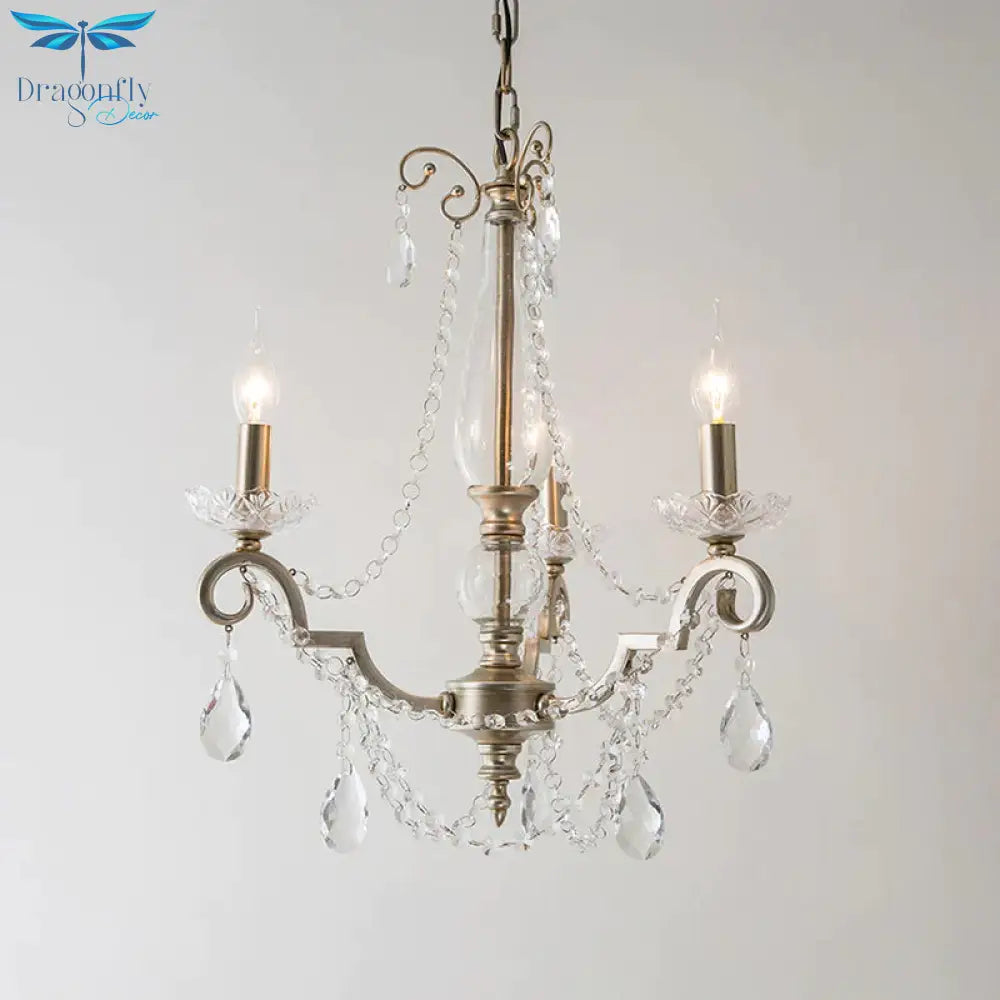 Candle Clear Crystal Chandelier Light Fixture Rustic 3/6/8 Lights Living Room Suspension Lamp In