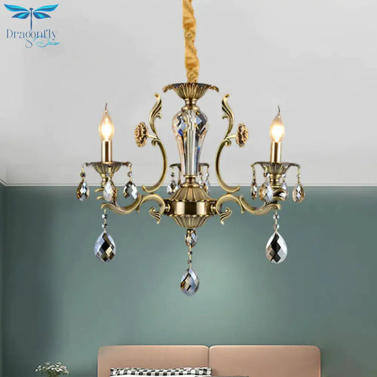 Candle Dining Room Ceiling Hang Fixture Mid Century Metallic 3 Lights Bronze Chandelier Lighting