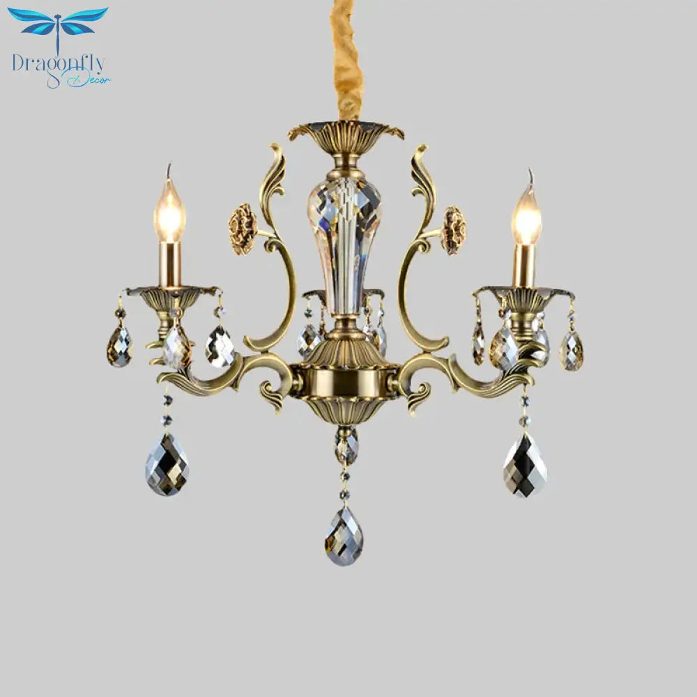 Candle Dining Room Ceiling Hang Fixture Mid Century Metallic 3 Lights Bronze Chandelier Lighting