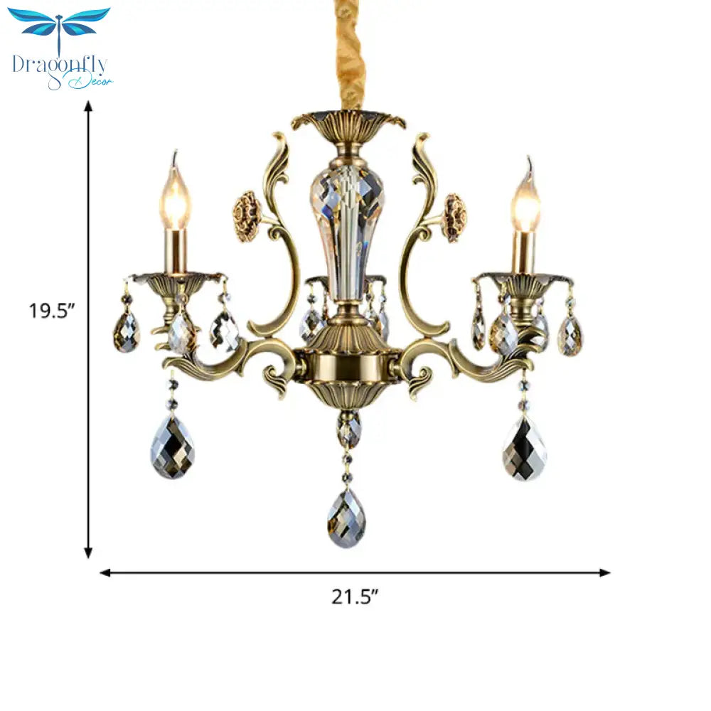 Candle Dining Room Ceiling Hang Fixture Mid Century Metallic 3 Lights Bronze Chandelier Lighting