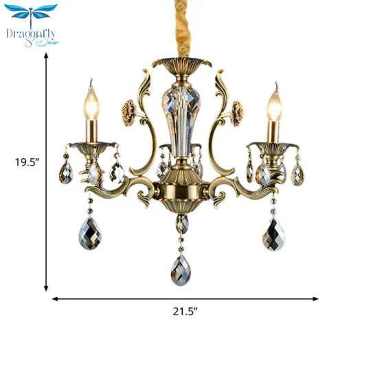 Candle Dining Room Ceiling Hang Fixture Mid Century Metallic 3 Lights Bronze Chandelier Lighting