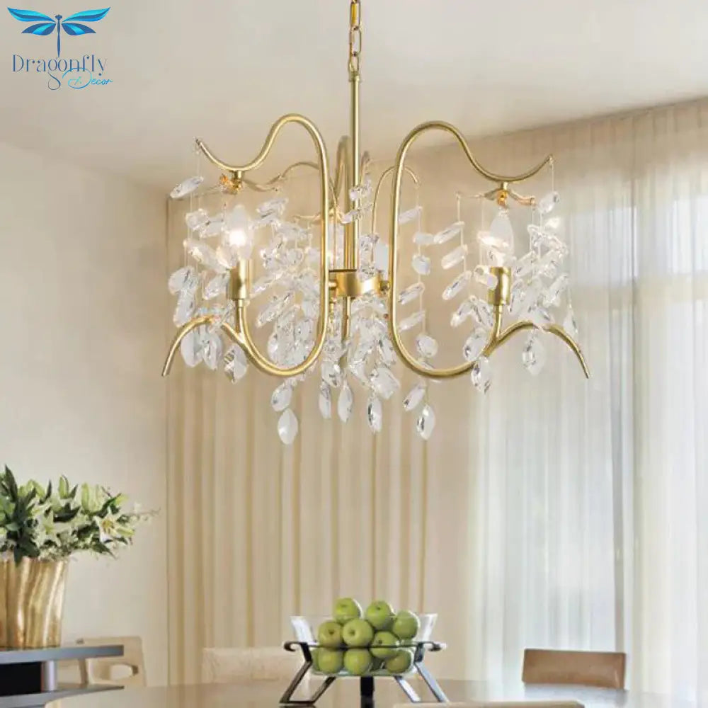 Candle - Style Crystal Chandelier Light Fixture Traditional 3/6/8 Lights Living Room Hanging Lamp