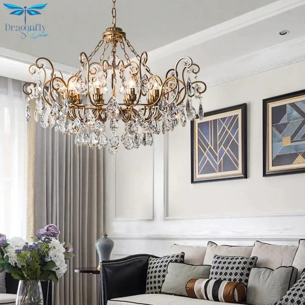 Candlestick Crystal Ceiling Chandelier Traditional 6/8/10 Lights Living Room Down Lighting Pendant