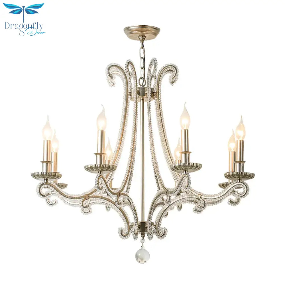 Candlestick Crystal Chandelier Lighting Simple 3/6/8 Lights Living Room Hanging Pendant Light In