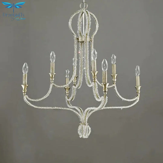 Candlestick Living Room Hanging Light Countryside Crystal 8 Lights Gold Chandelier Lamp