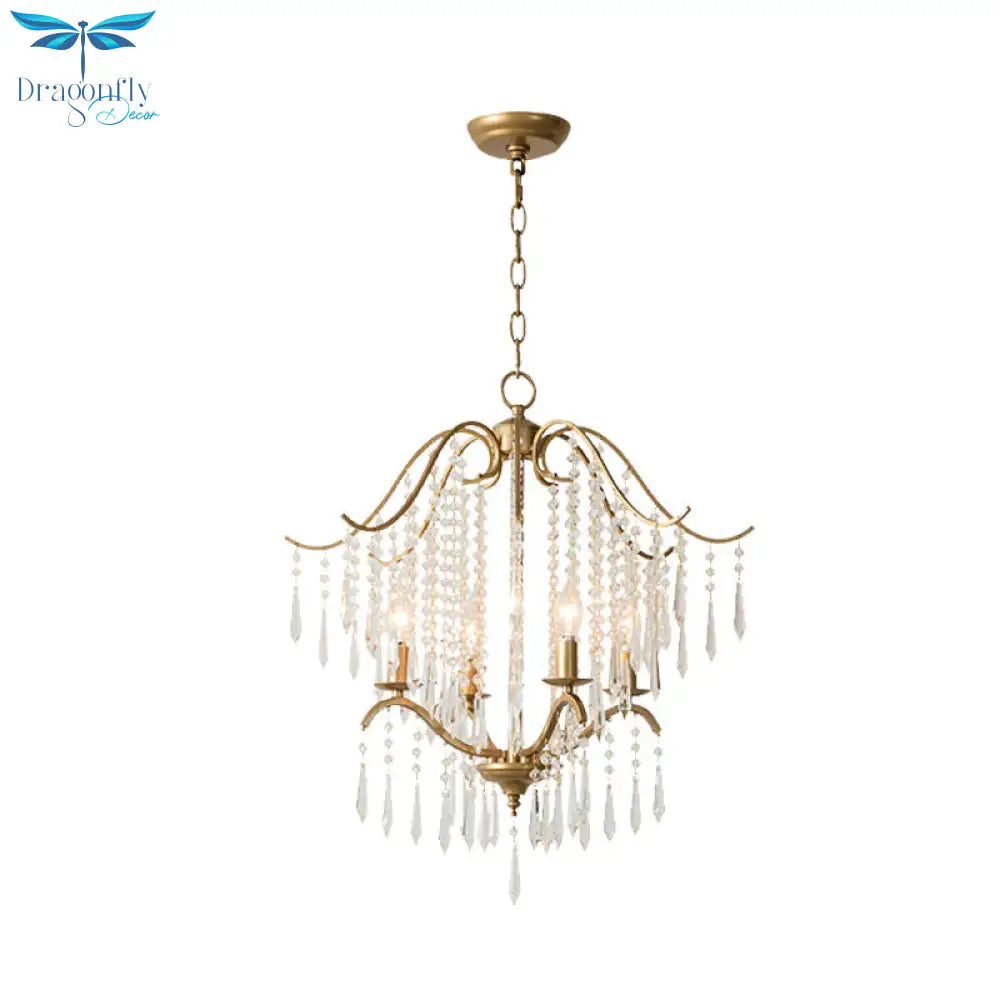 Candlestick Restaurant Ceiling Chandelier Modernism Hanging Crystal Droplet 3/4 - Light Gold
