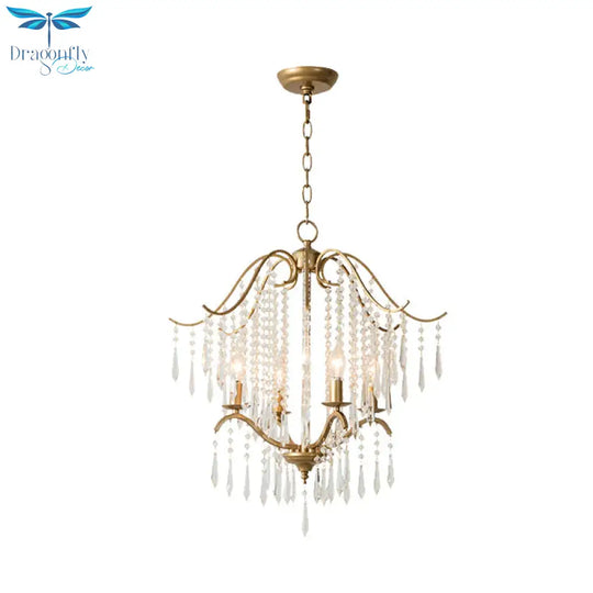 Candlestick Restaurant Ceiling Chandelier Modernism Hanging Crystal Droplet 3/4 - Light Gold