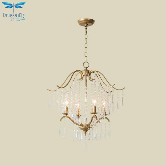Candlestick Restaurant Ceiling Chandelier Modernism Hanging Crystal Droplet 3/4 - Light Gold