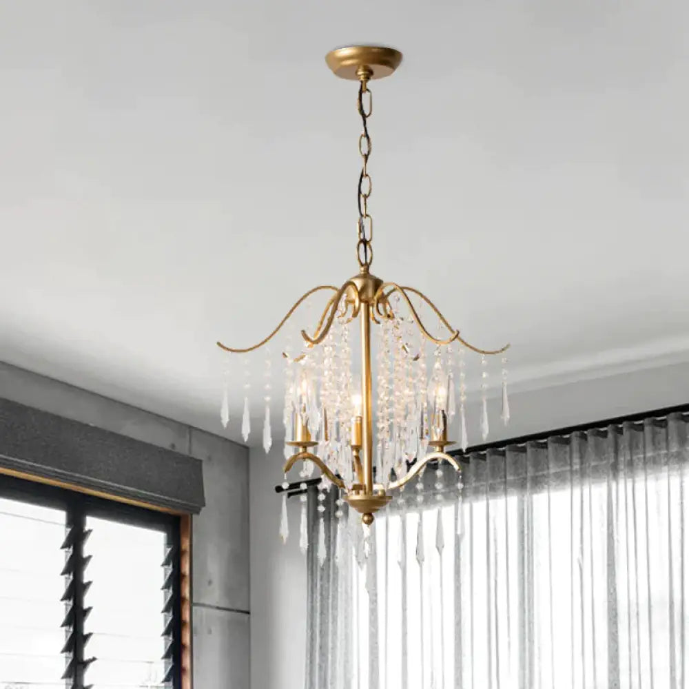 Candlestick Restaurant Ceiling Chandelier Modernism Hanging Crystal Droplet 3/4 - Light Gold