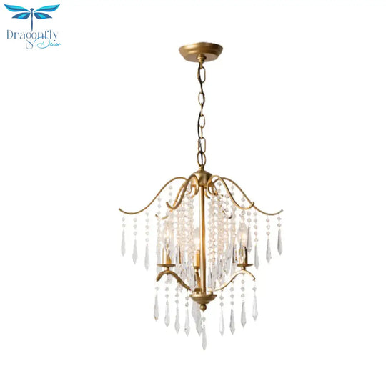 Candlestick Restaurant Ceiling Chandelier Modernism Hanging Crystal Droplet 3/4 - Light Gold