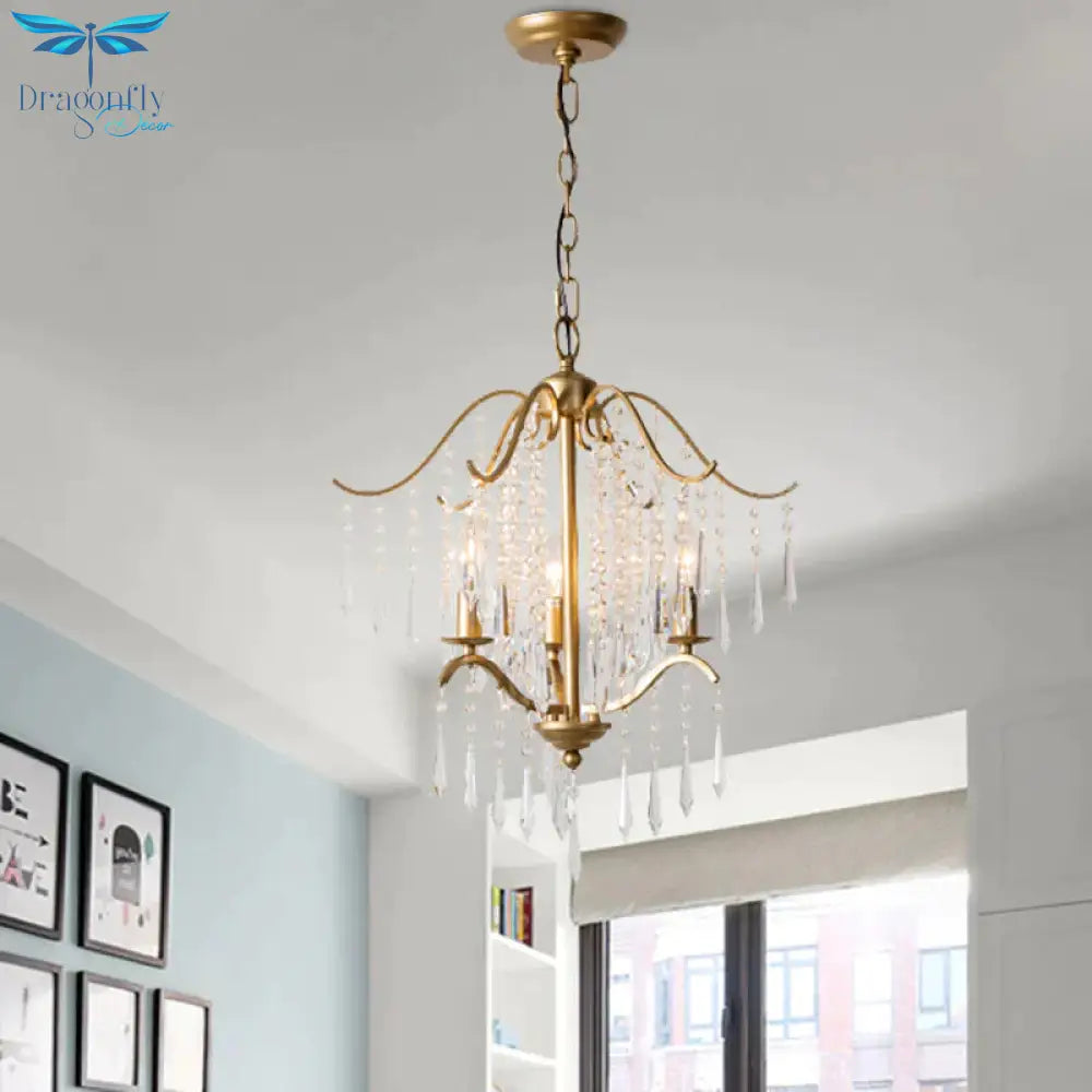 Candlestick Restaurant Ceiling Chandelier Modernism Hanging Crystal Droplet 3/4 - Light Gold
