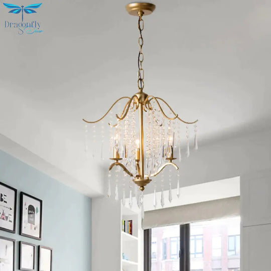 Candlestick Restaurant Ceiling Chandelier Modernism Hanging Crystal Droplet 3/4 - Light Gold