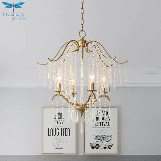 Candlestick Restaurant Ceiling Chandelier Modernism Hanging Crystal Droplet 3/4 - Light Gold