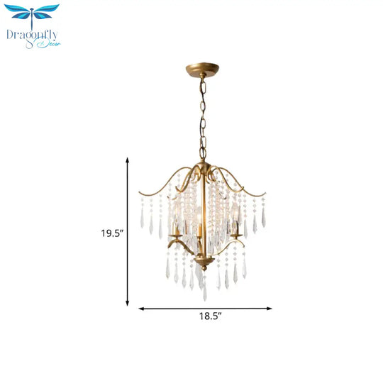 Candlestick Restaurant Ceiling Chandelier Modernism Hanging Crystal Droplet 3/4 - Light Gold