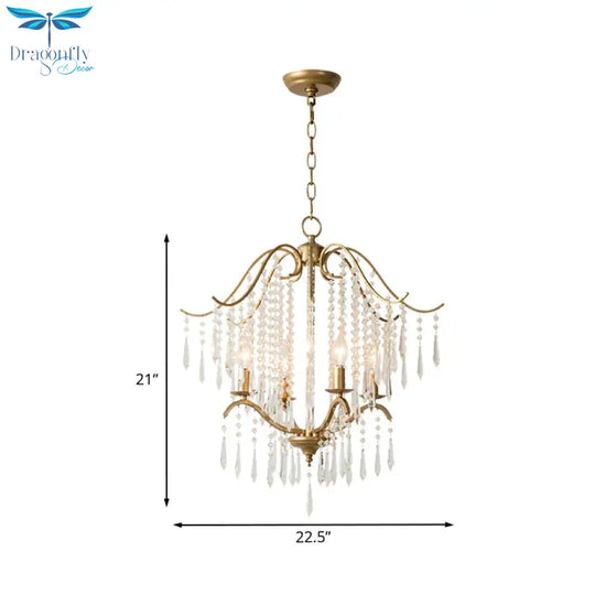 Candlestick Restaurant Ceiling Chandelier Modernism Hanging Crystal Droplet 3/4 - Light Gold