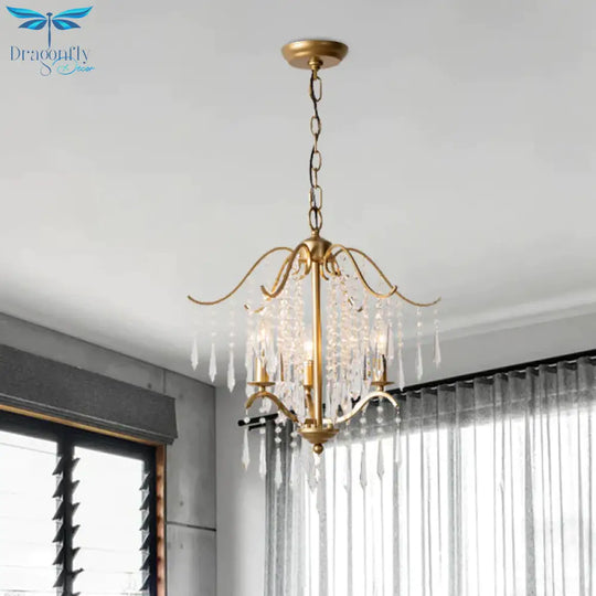 Candlestick Restaurant Ceiling Chandelier Modernism Hanging Crystal Droplet 3/4 - Light Gold