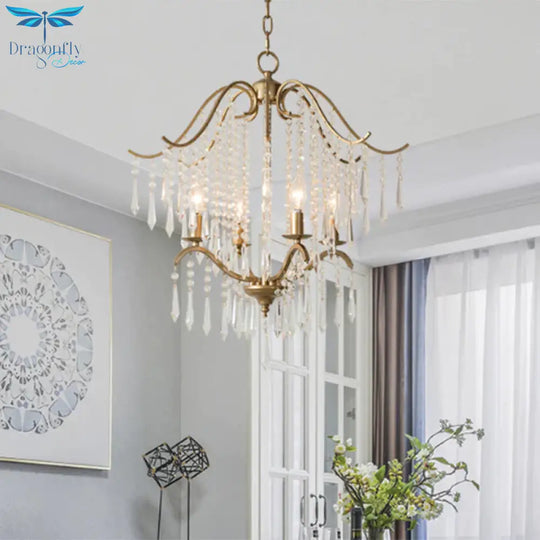 Candlestick Restaurant Ceiling Chandelier Modernism Hanging Crystal Droplet 3/4 - Light Gold