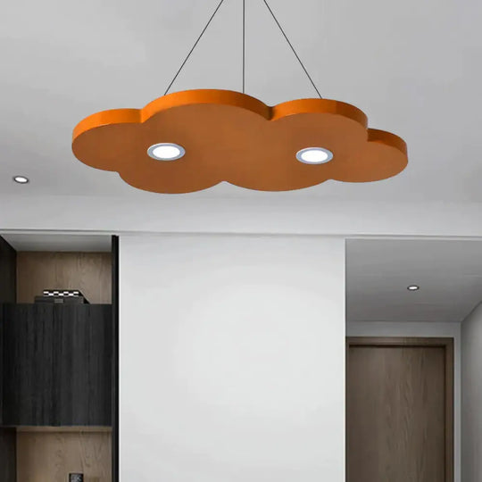 Cartoon Style Cloud Chandelier Lighting Metallic 12.5’/19.5’ W Led Living Room Pendant Lamp In