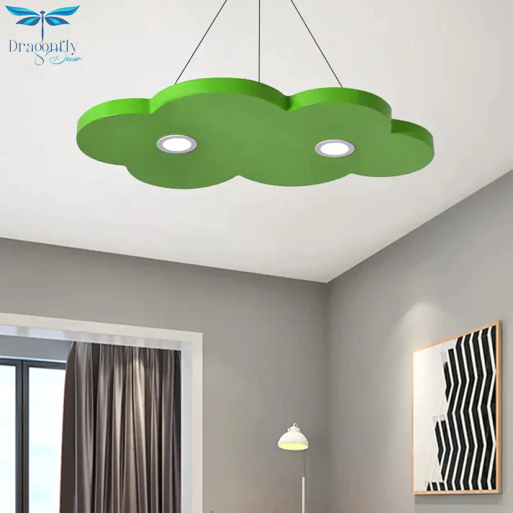 Cartoon Style Cloud Chandelier Lighting Metallic 12.5’/19.5’ W Led Living Room Pendant Lamp In