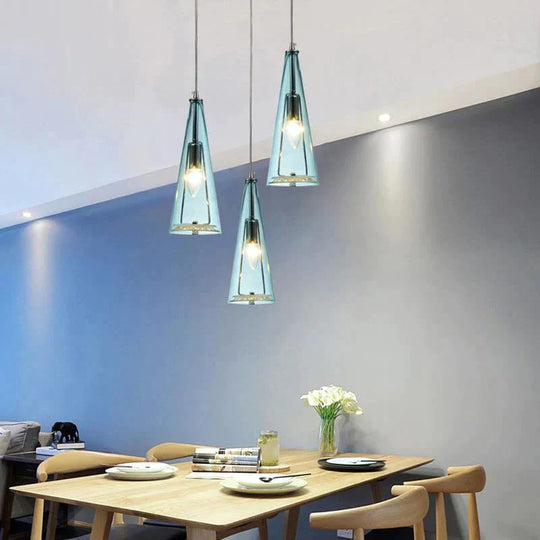 Modern Simple Led Chandelier Three Head Crystal Pendant