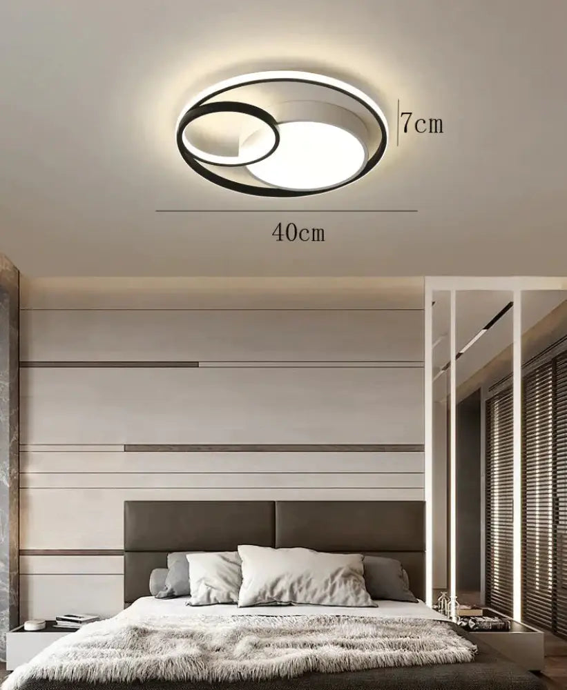 Ceiling Lamp Led Bedroom Simple Light Luxury Creative Warm Romantic Master Black + White / Dia40Cm