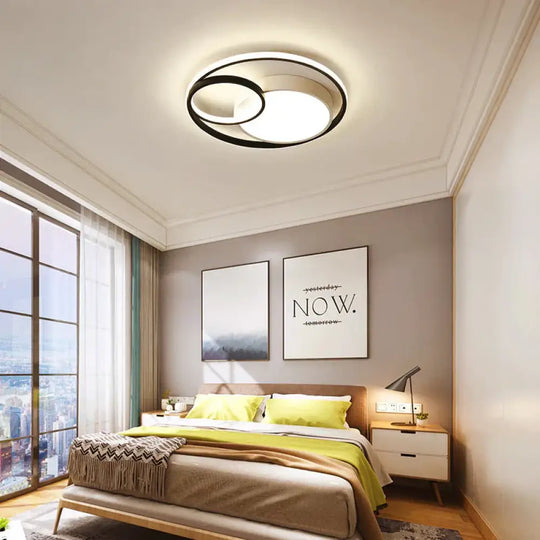 Ceiling Lamp Led Bedroom Simple Light Luxury Creative Warm Romantic Master Black + White / Dia40Cm