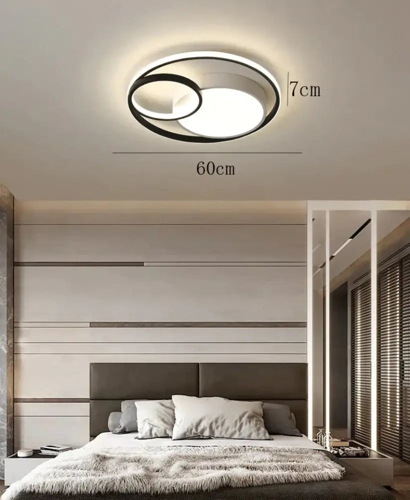 Ceiling Lamp Led Bedroom Simple Light Luxury Creative Warm Romantic Master Black + White / Dia60Cm